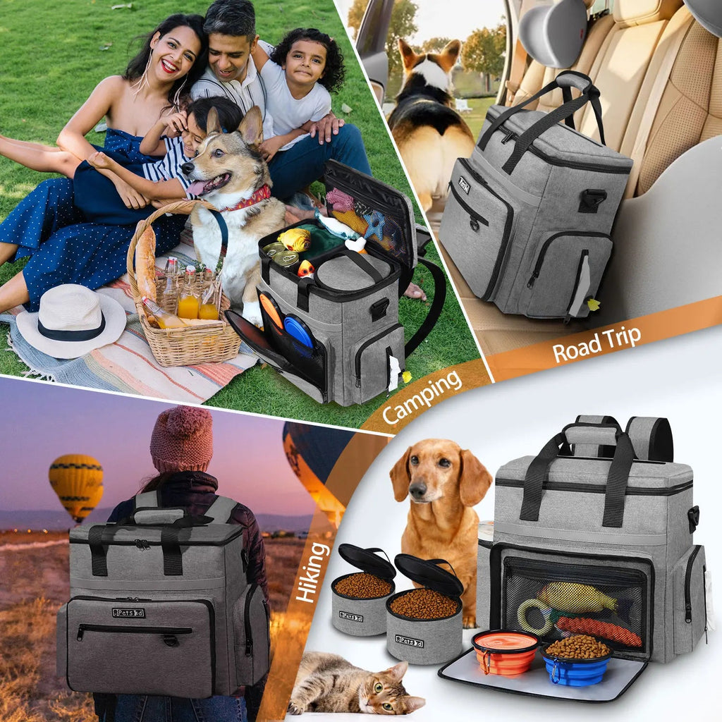 All - In - One Dog Travel Backpack with Food Storage Containers & Collapsible Bowls | Multi - Pocket Pet Organizer Bag for Trips, Hiking & Dog Moms - The Dog Mom Collective