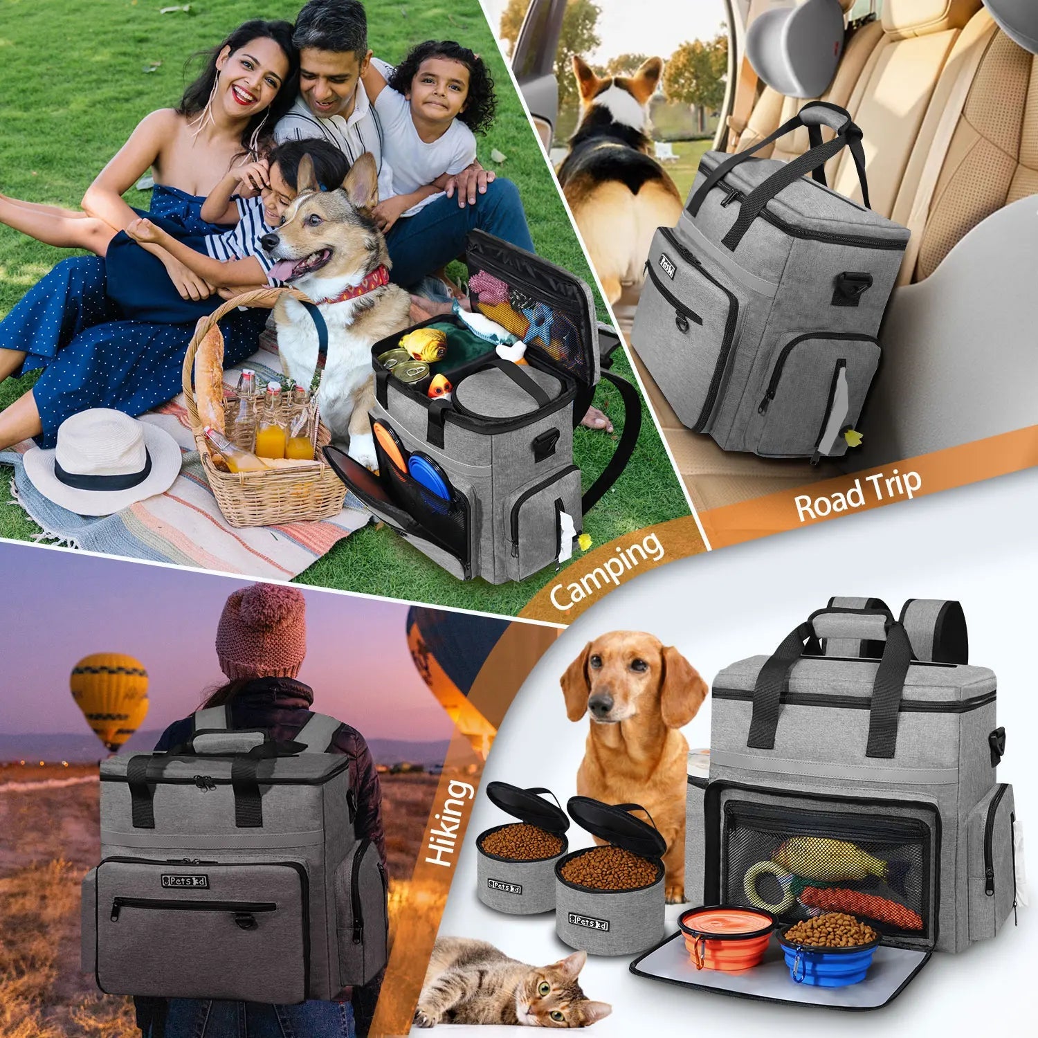 All - In - One Dog Travel Backpack with Food Storage Containers & Collapsible Bowls | Multi - Pocket Pet Organizer Bag for Trips, Hiking & Dog Moms - The Dog Mom Collective