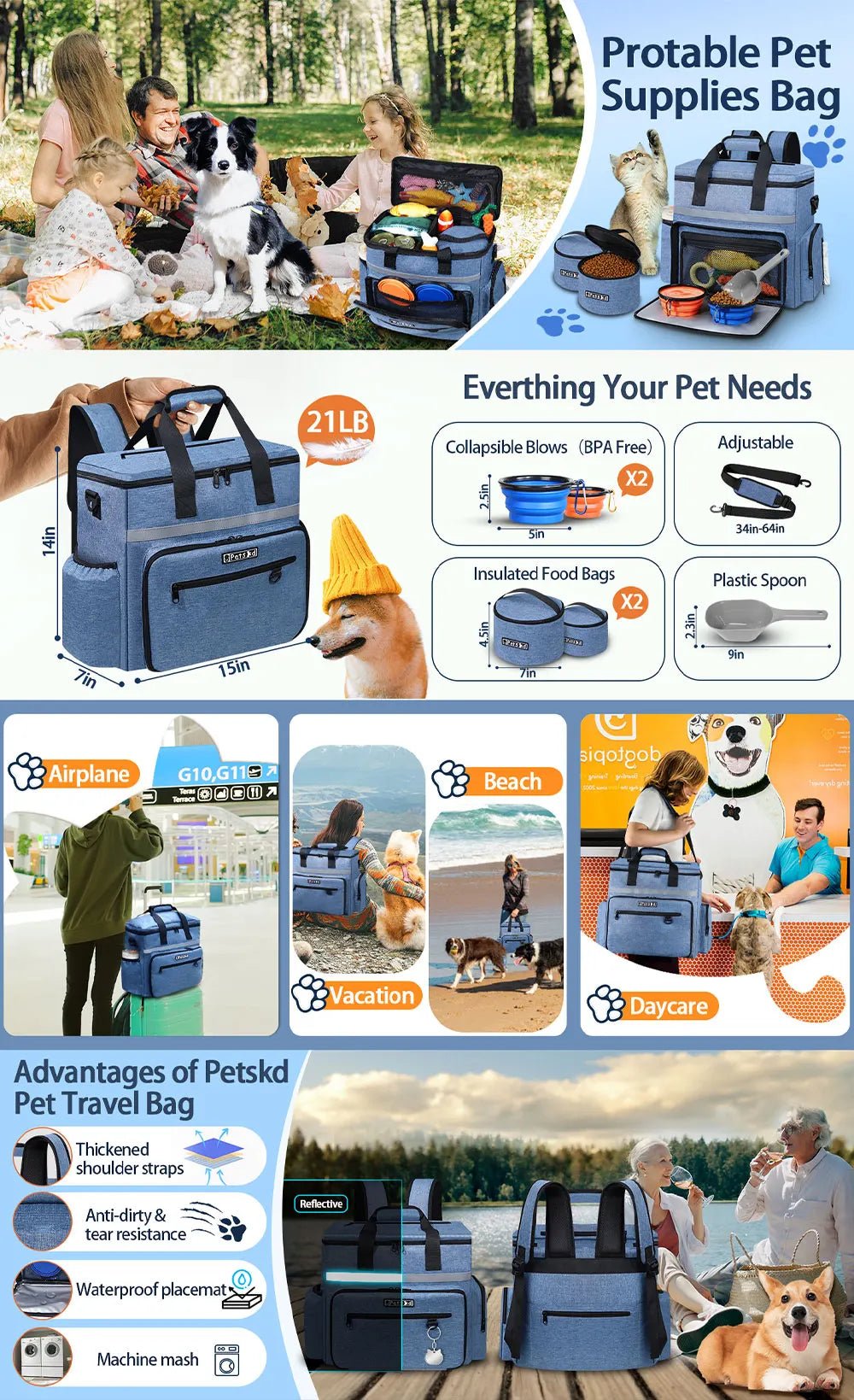 All - In - One Dog Travel Backpack with Food Storage Containers & Collapsible Bowls | Multi - Pocket Pet Organizer Bag for Trips, Hiking & Dog Moms - The Dog Mom Collective
