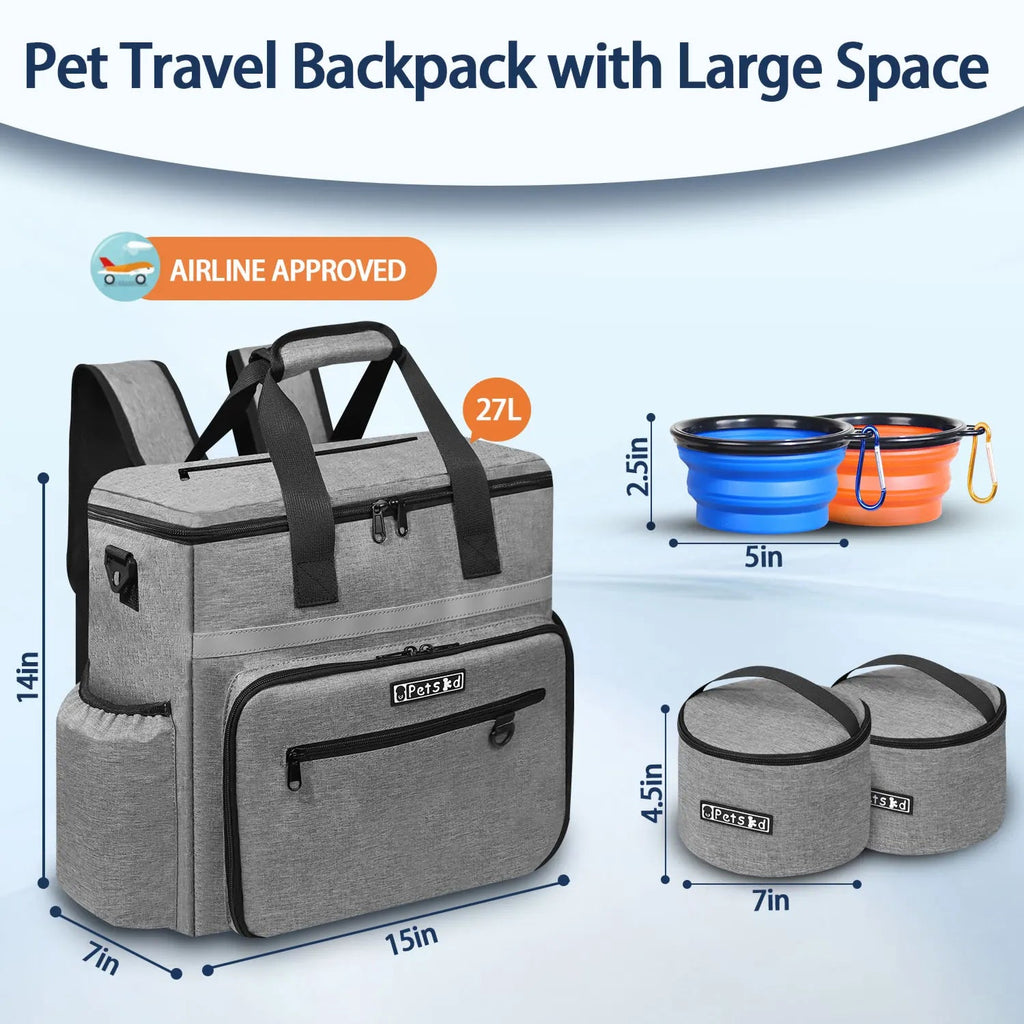 All - In - One Dog Travel Backpack with Food Storage Containers & Collapsible Bowls | Multi - Pocket Pet Organizer Bag for Trips, Hiking & Dog Moms - The Dog Mom Collective