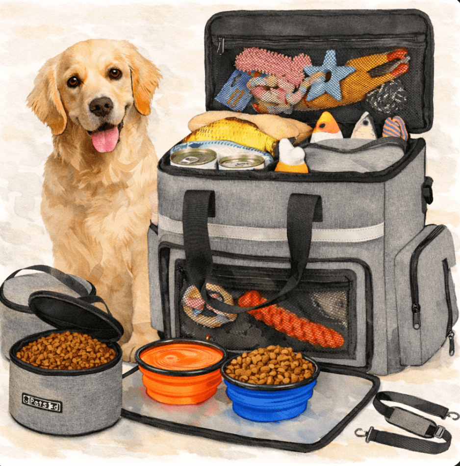 All - In - One Dog Travel Backpack with Food Storage Containers & Collapsible Bowls | Multi - Pocket Pet Organizer Bag for Trips, Hiking & Dog Moms - The Dog Mom Collective
